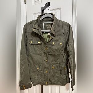J. Crew Women's Utility Chore‎ Jacket in Army Green with Gold Buttons